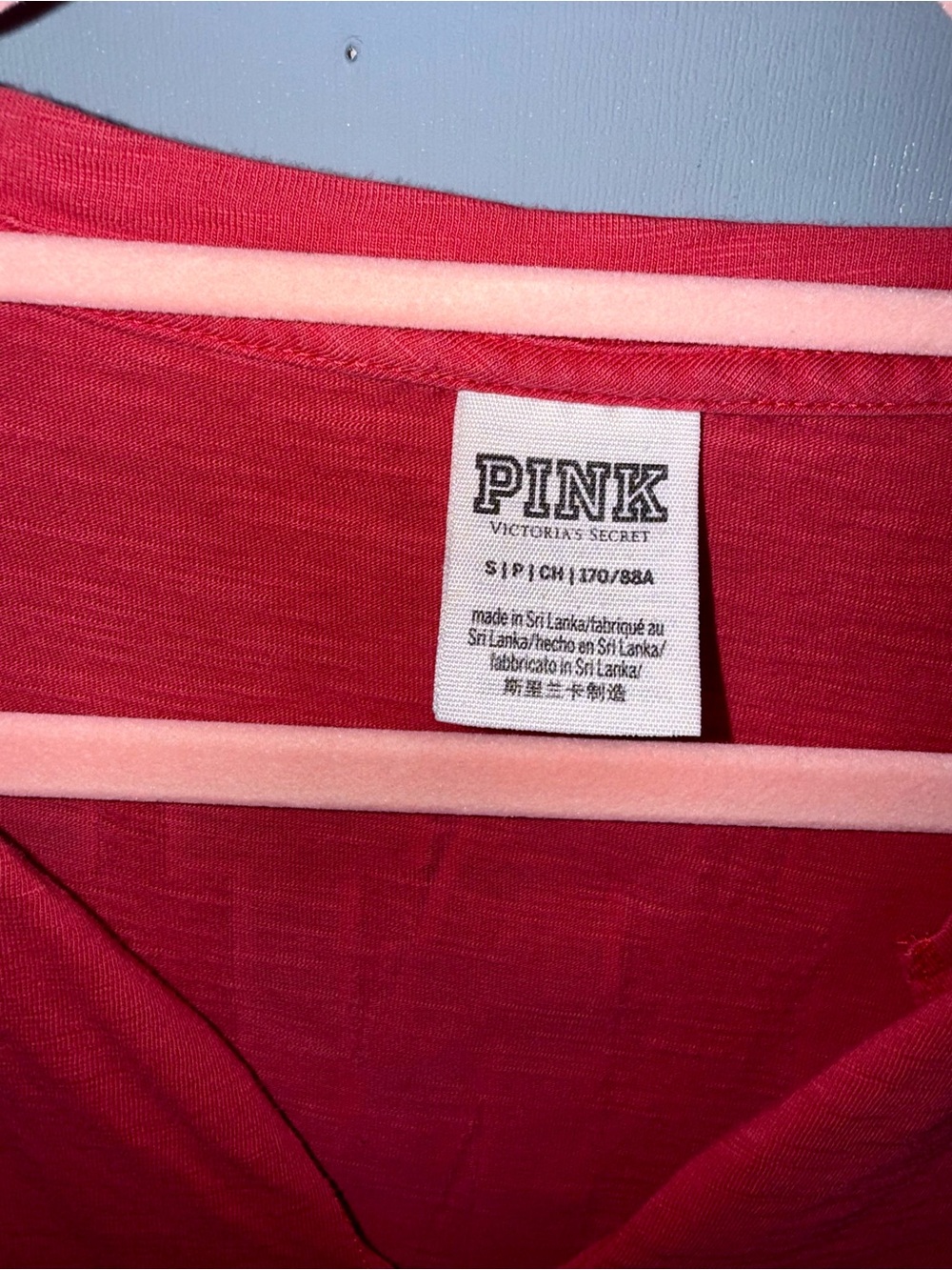 Victoria’s Secret PINK Bright RED Graphic Logo Tee Size Small - Picture 3 of 3